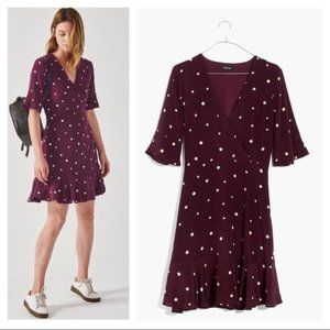 Madewell purple star 100% silk flowy dress